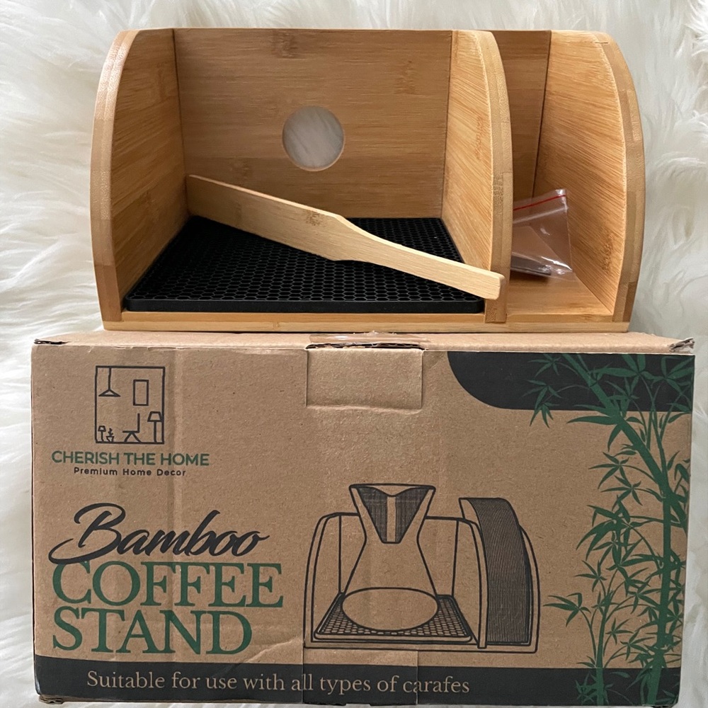 Bamboo Caddy for Chemex Pour Over Coffee Makers Coffee Station